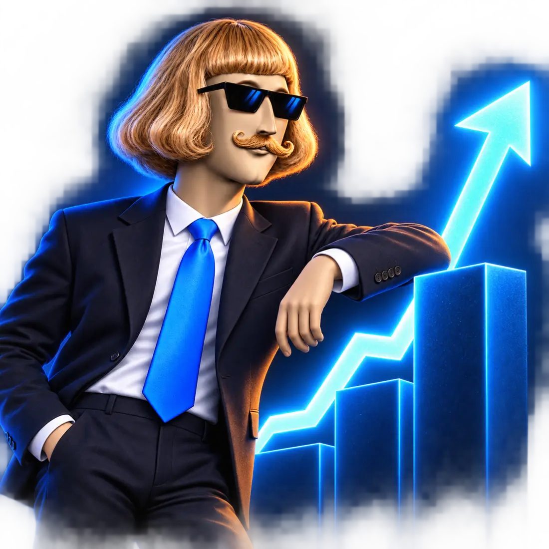 Jean Phil Stonks next to an upward chart